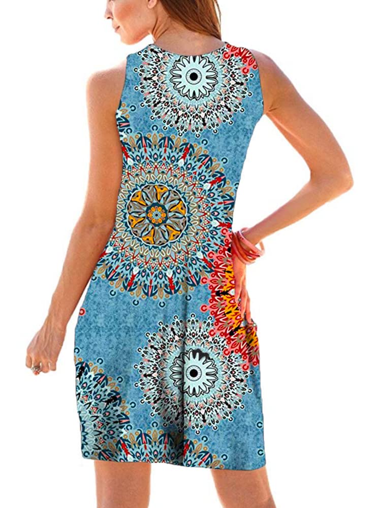 Camisunny Vacation Spring Summer Dresses for Women Flower Printed Swing Flowy Flattering Flared Size XL - Image 5